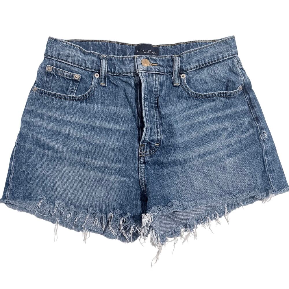 Lucky Brand Mom High Rise Denim Cutoff Shorts — Size 8 | Button Fly